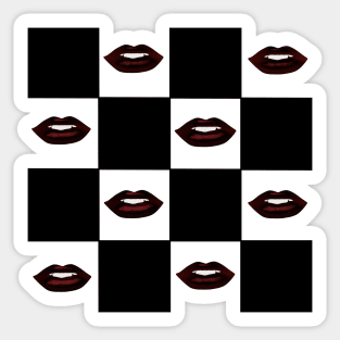 Black and White Checkerboard Lips Pattern Sticker